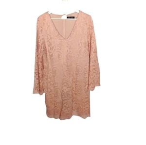 Ivanka Trump Peach Lace Deep V-Neck Dress Sz 14